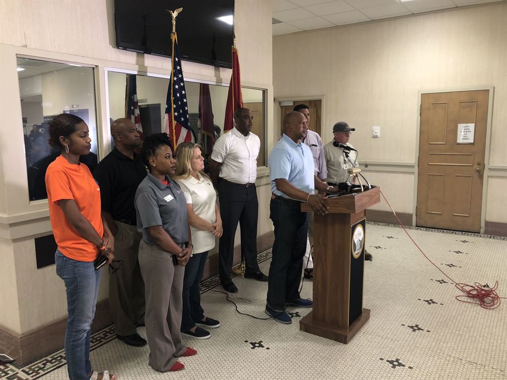 County Judge Robinson and Officials update the press and public on emergency measures during the historic 2019 flooding.