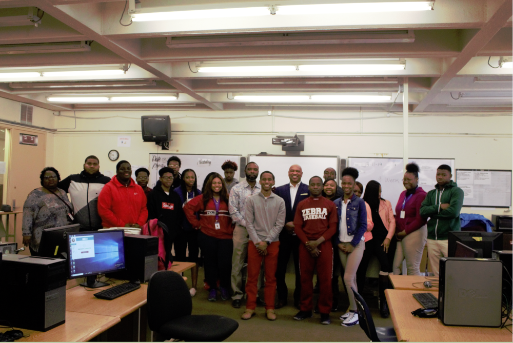 County Judge Robinson visits Pine Bluff High School.